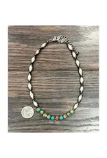 NECKLACE OBLONG NAVAJO PEARL WITH TURQUOISE ORANGE BEADS