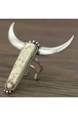RING ADJUSTABLE WHITE LONG HORN