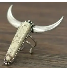 RING ADJUSTABLE WHITE LONG HORN