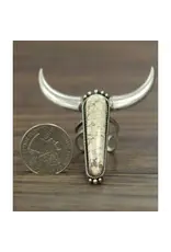 RING ADJUSTABLE WHITE LONG HORN