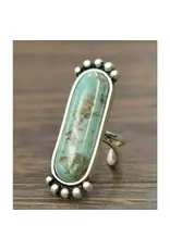 RING ADJUSTABLE 2" TURQUOISE BAR METAL BUBBLE