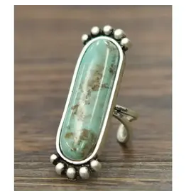 RING ADJUSTABLE 2" TURQUOISE BAR METAL BUBBLE