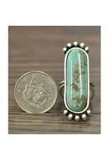 RING ADJUSTABLE 2" TURQUOISE BAR METAL BUBBLE