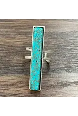RING ADJUSTABLE TURQUOISE LONG BAR