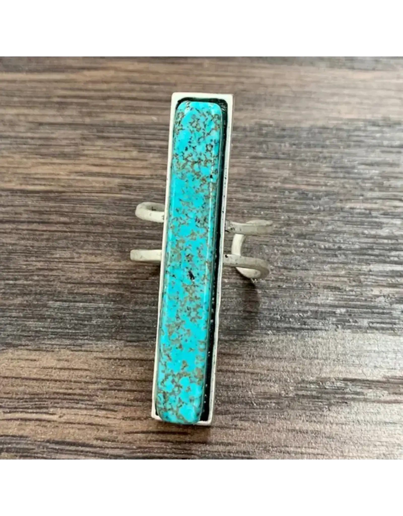 RING ADJUSTABLE TURQUOISE LONG BAR