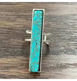 RING ADJUSTABLE TURQUOISE LONG BAR