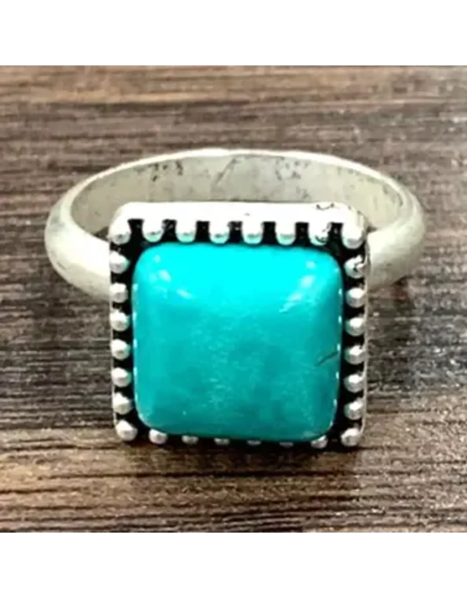 RING 10MM SQUARE TURQUOISE  STONE