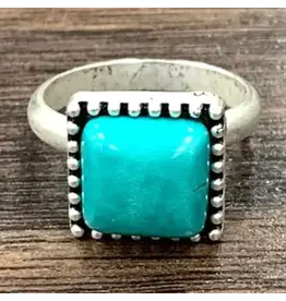 RING 10MM SQUARE TURQUOISE  STONE