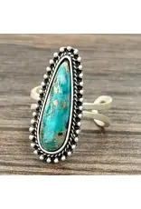 RING 1.2" WESTERN TURQUOISE ORANGE TEARDROP
