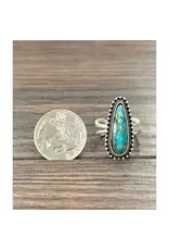RING 1.2" WESTERN TURQUOISE ORANGE TEARDROP