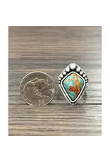 RING ADJUSTABLE KITE TURQUOISE ORANGE METAL BUBBLE