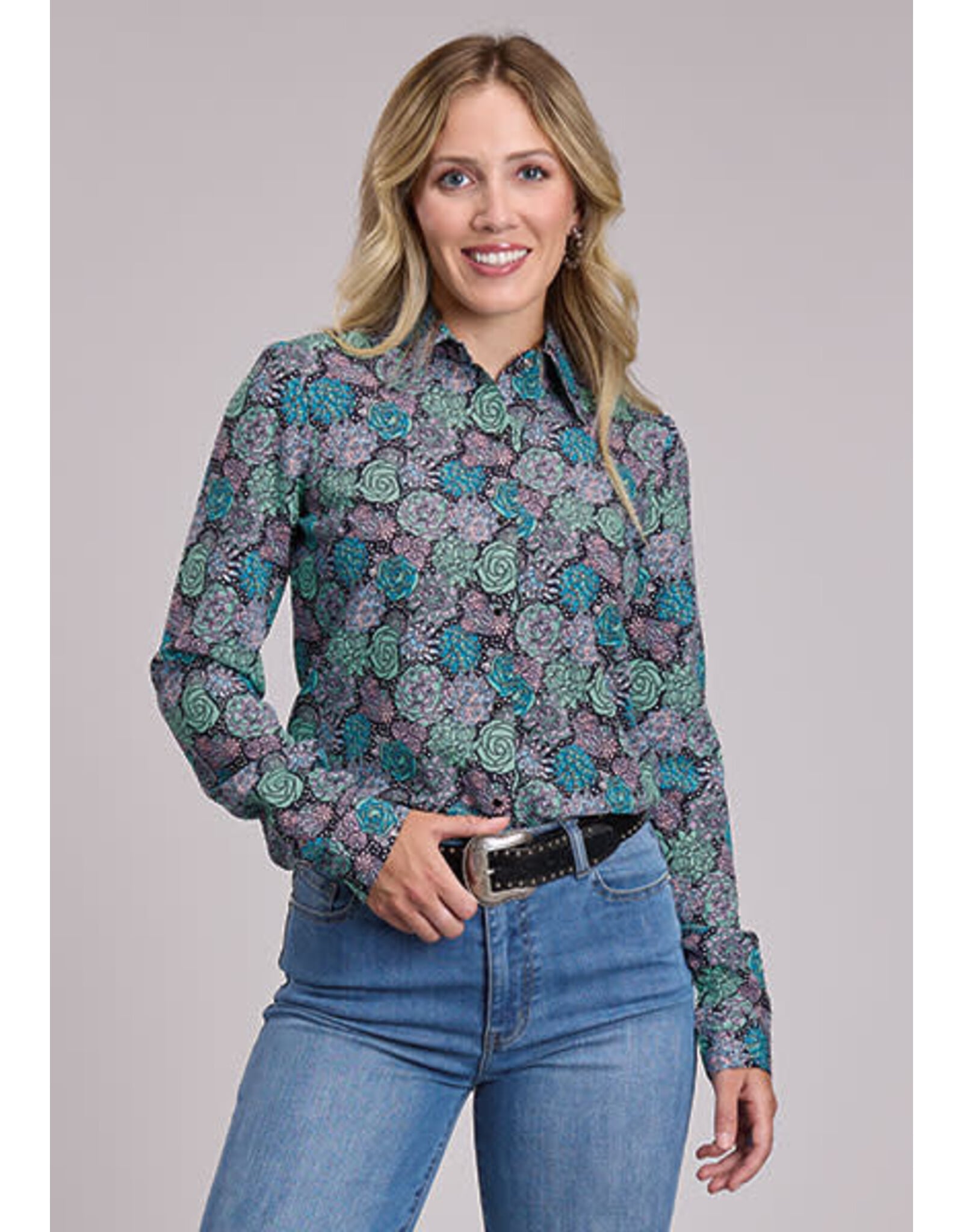 SHIRT WMS ROPER LS SUCCULENTS PRINT