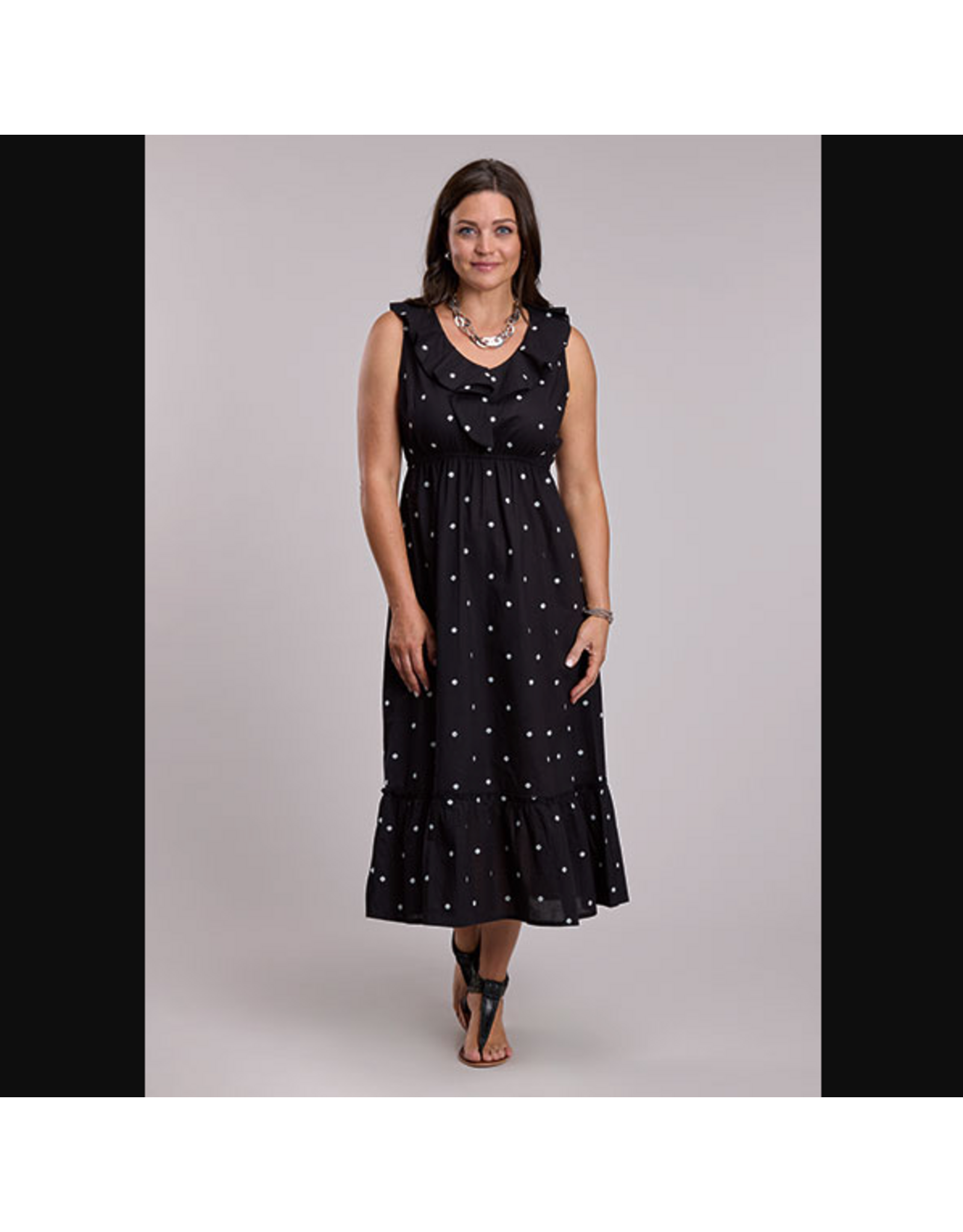 DRESS WMS ROPER BLACK AND WHITE POLKA DOT