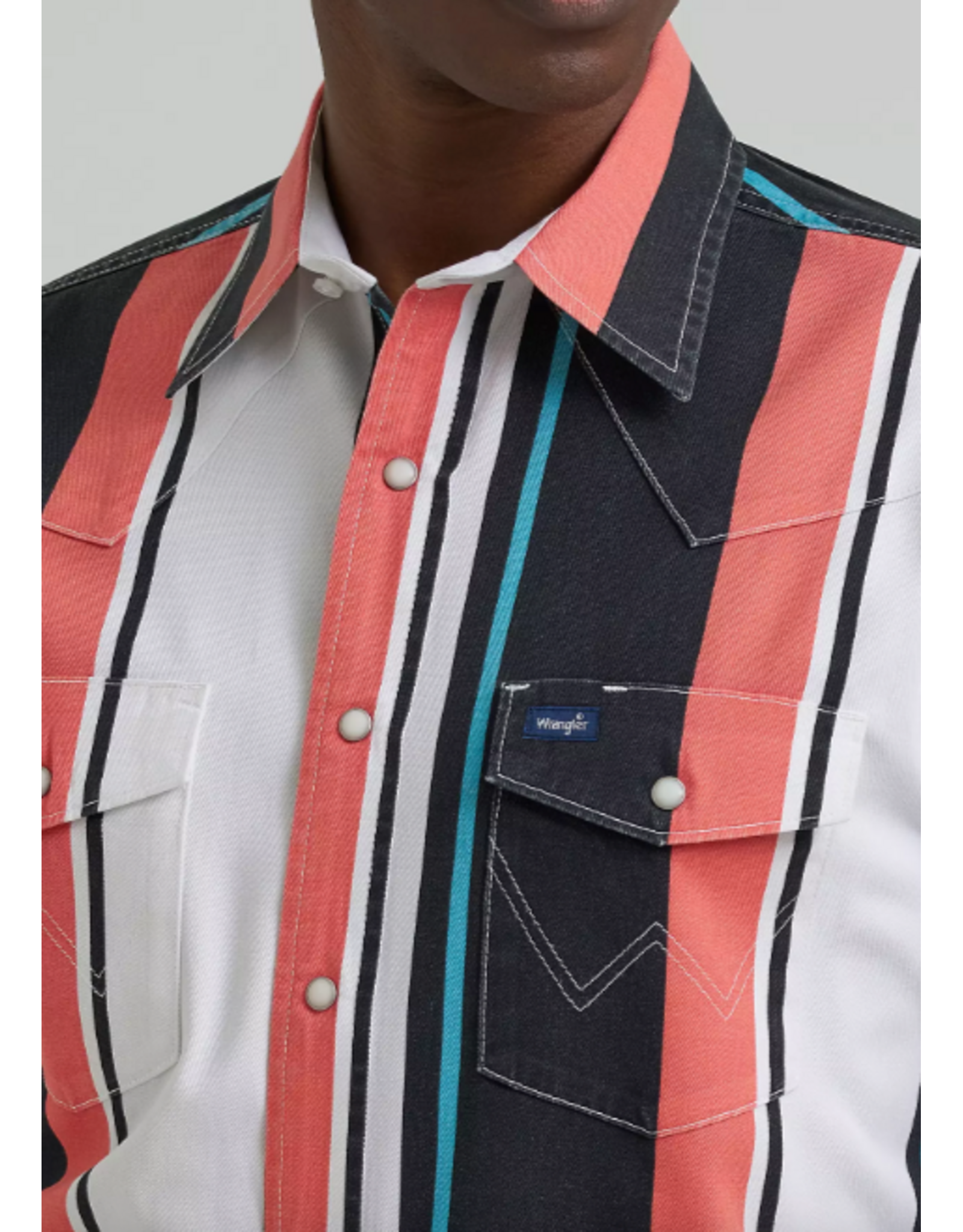 SHIRT MNS L/S BRUSH POPPER ORG/WHT/BLK/TL