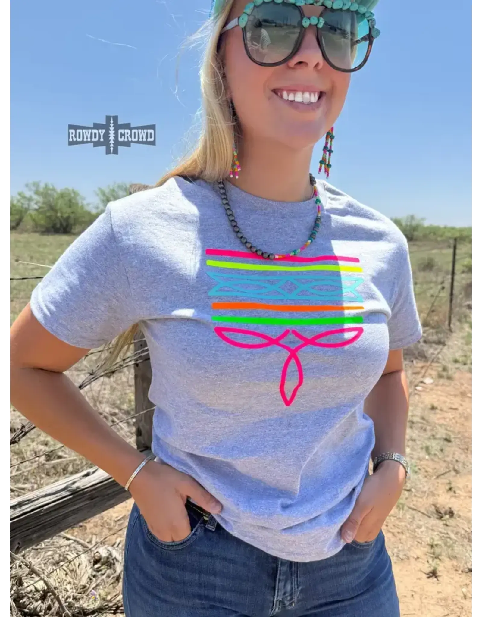 SHIRT WMS TEE GRAY NEON BOOT STITCH
