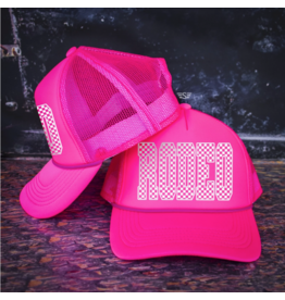 TRUCKER CAP WMS NEON PINK CHECKERED RODEO
