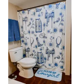 SHOWER CURTAIN WESTERN CHINOISERE WITH MAT