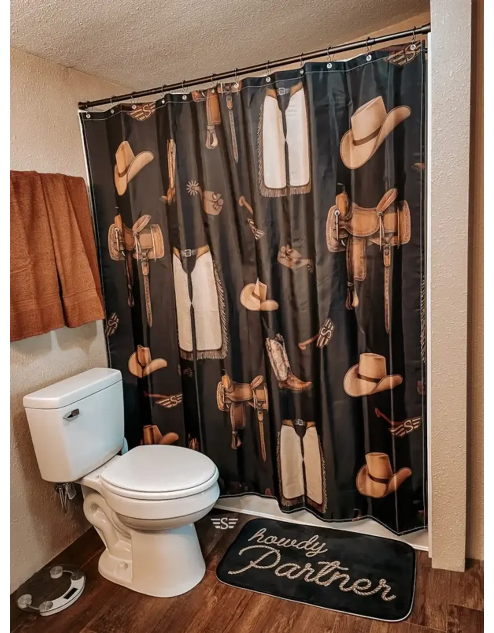 SHOWER CURTAIN WITH MATT CLASSIC WESTERN BLACK