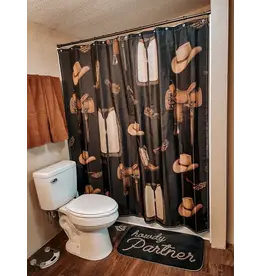 SHOWER CURTAIN WITH MATT CLASSIC WESTERN BLACK