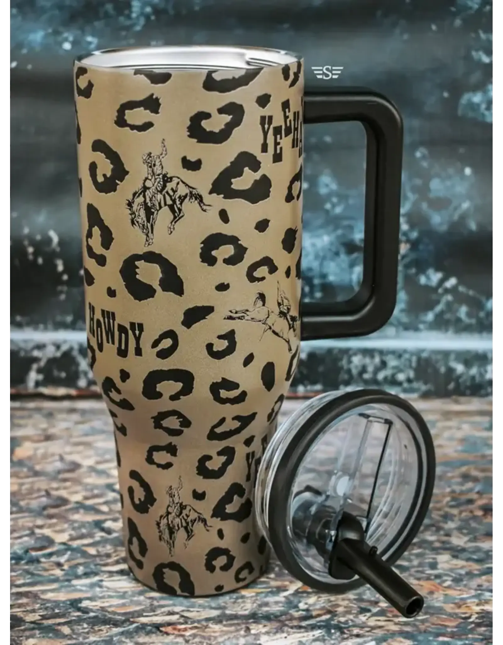 TUMBLER 40 OZ SPOTTED SPURRED FLIP TOP