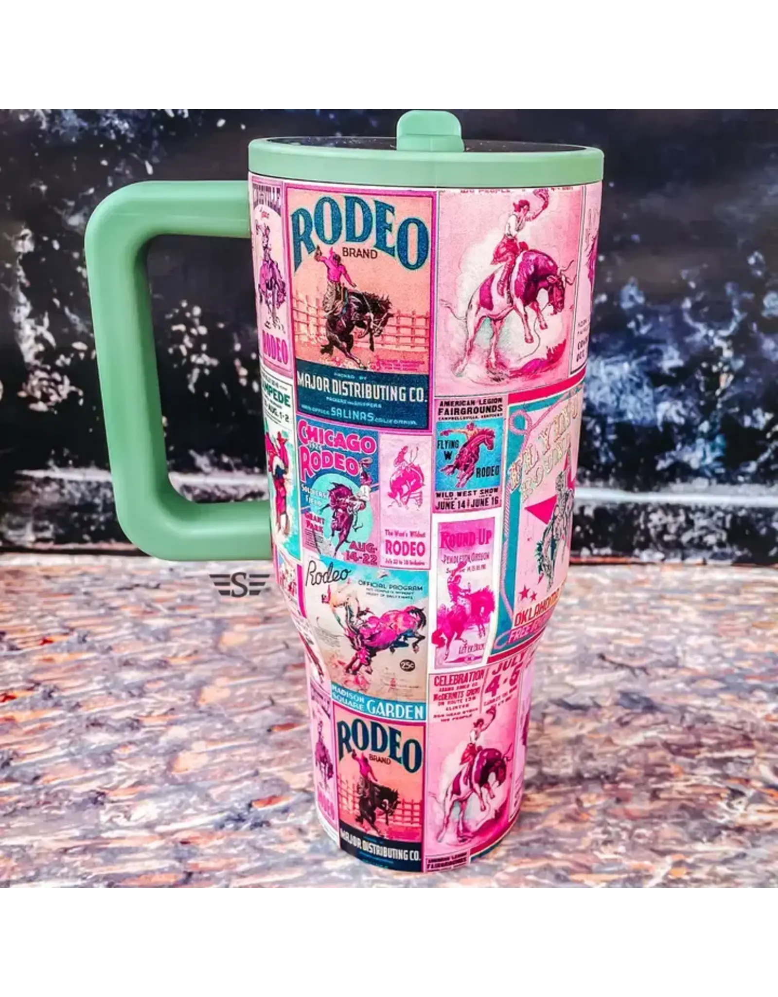 TUMBLER 40 OZ PINK RODEO POSTER FLIP TOP