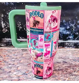 TUMBLER 40 OZ PINK RODEO POSTER FLIP TOP