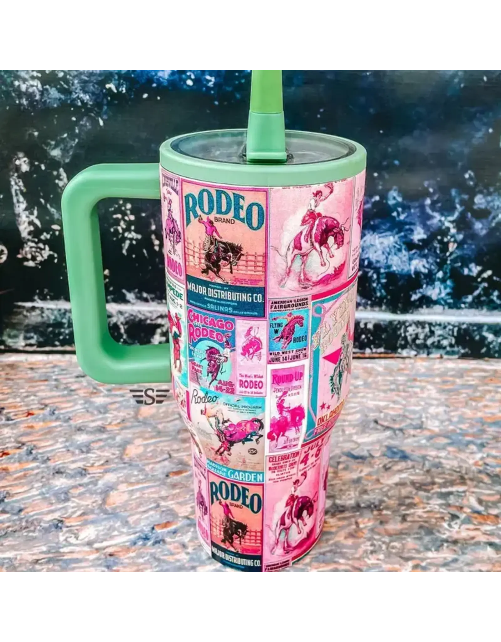 TUMBLER 40 OZ PINK RODEO POSTER FLIP TOP
