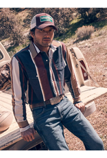 SHIRT MNS WRANGLER BRUSH POPPER BOWN NAVY WHITE