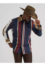 SHIRT MNS WRANGLER BRUSH POPPER BOWN NAVY WHITE