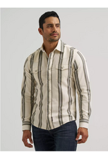 SHIRT MNS WRANGLER CREAM AND GREEN STRIPE