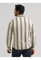 SHIRT MNS WRANGLER CREAM AND GREEN STRIPE