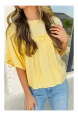 BLOUSE WMS BABYDOLL TIE SLEEVE YELLOW