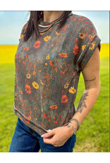 SHIRT WMS RIBBED RUST BLOOM