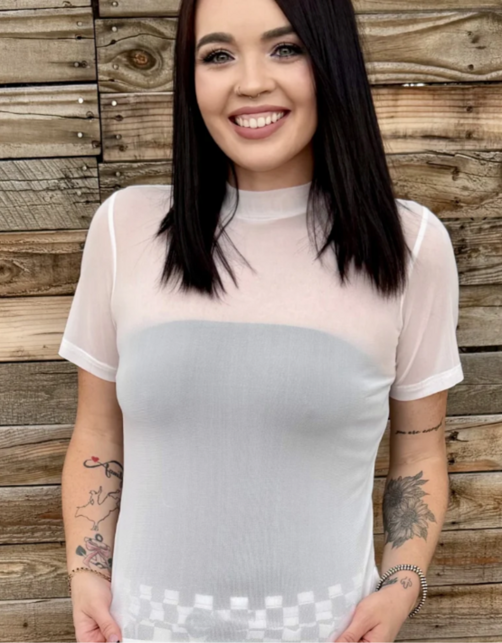 SHIRT WMS MESHED OUT WHITE IVORY SS