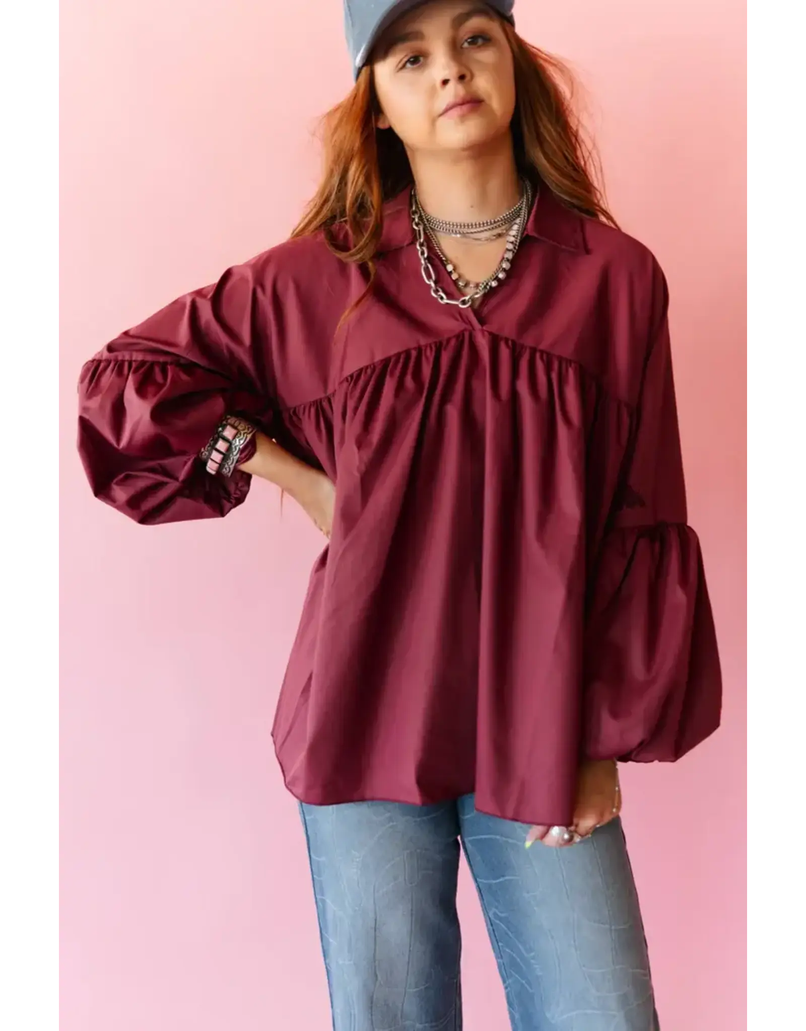 BLOUSE WMS THE BRAZOS TOP WINE