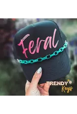 TRUCKER CAP WOMENS FERAL BLACK PINK WITH CHAIN