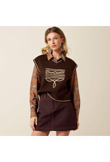 SWEATER VEST WMS ARIAT COFFEE BOOT STITCH