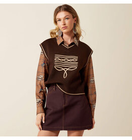 SWEATER VEST WMS ARIAT COFFEE BOOT STITCH