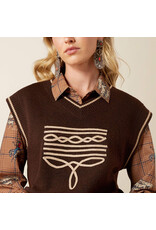 SWEATER VEST WMS ARIAT COFFEE BOOT STITCH