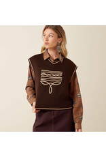 SWEATER VEST WMS ARIAT COFFEE BOOT STITCH