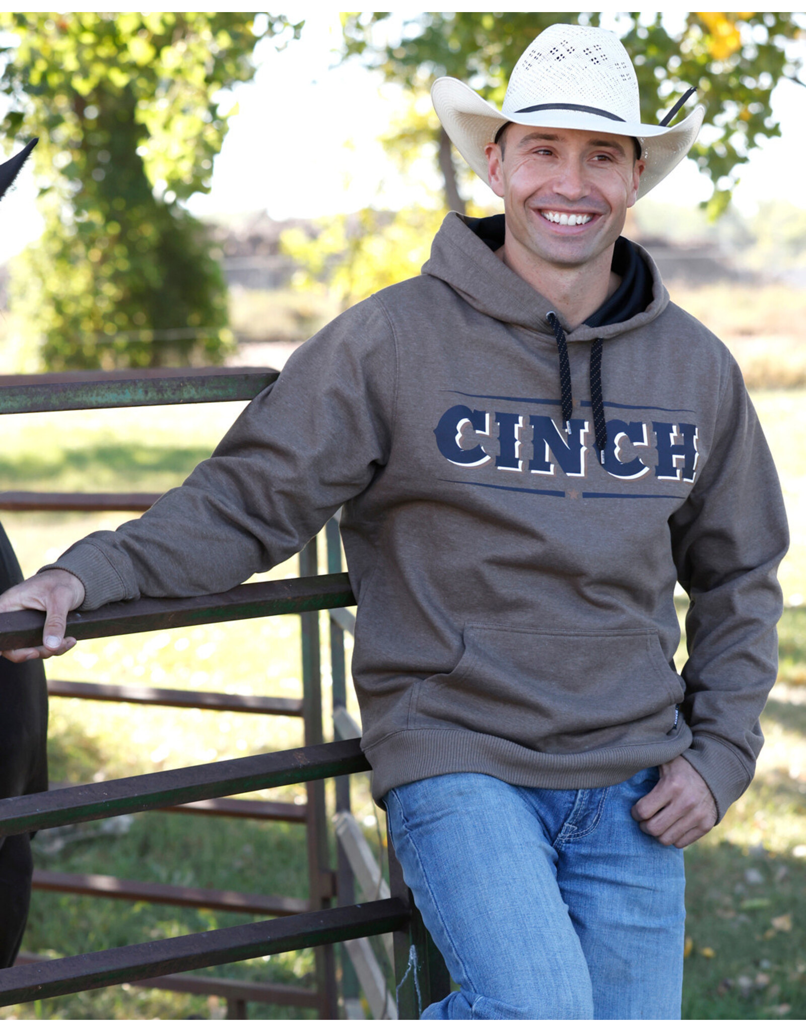 HOODIE MENS CINCH BROWN CINCH LOGO