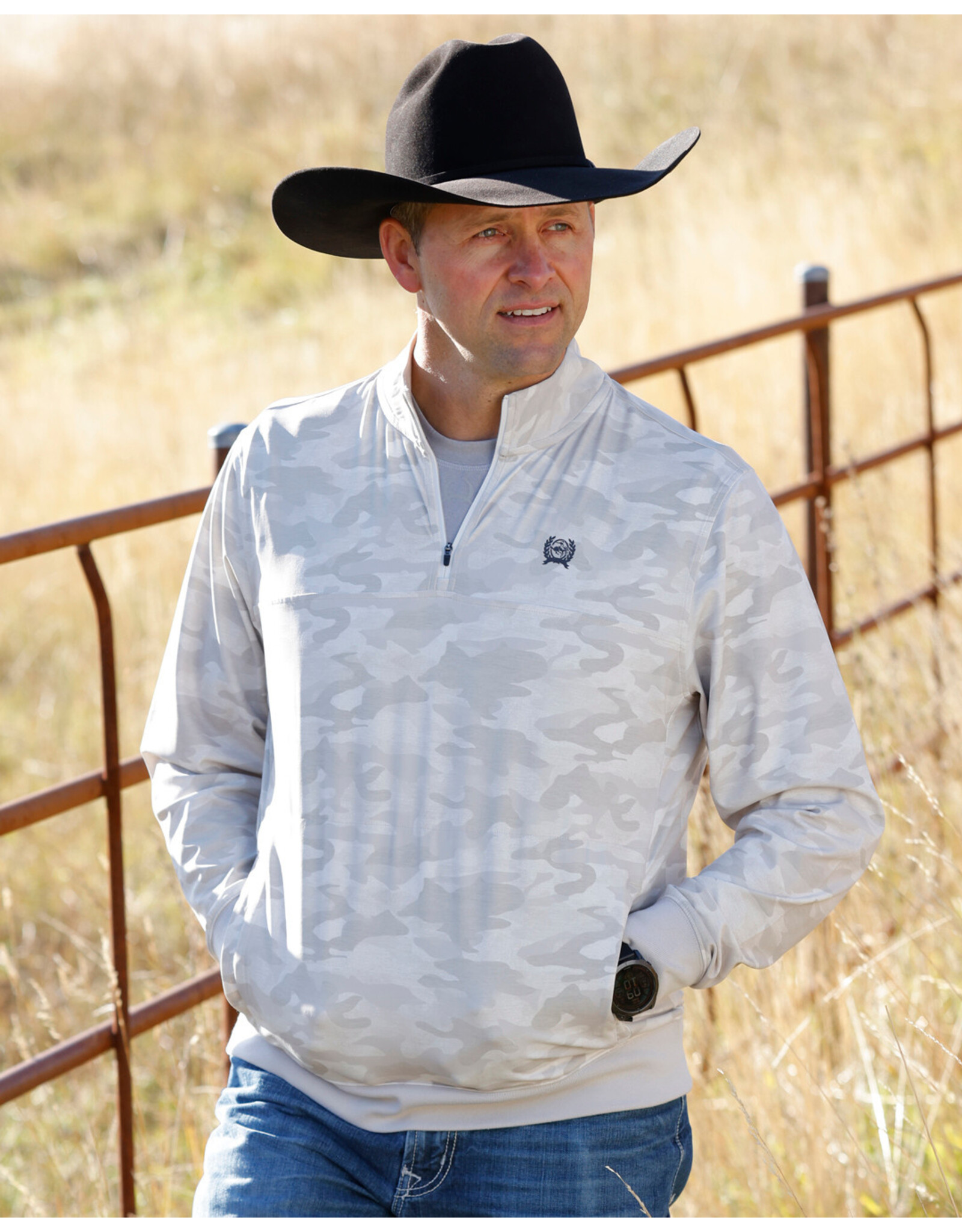 PULLOVER MNS CINCH 1/4 ZIP TAN CAMO