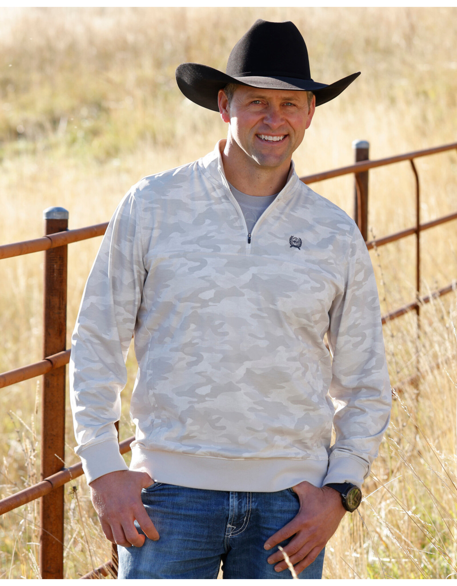PULLOVER MNS CINCH 1/4 ZIP TAN CAMO