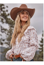 BLOUSE WMS WRANGLER LANIEY WHITE AND TAN FLOWER