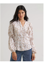 BLOUSE WMS WRANGLER LANIEY WHITE AND TAN FLOWER