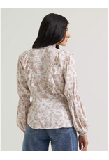 BLOUSE WMS WRANGLER LANIEY WHITE AND TAN FLOWER