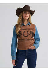 SWEATER VEST WMS WRANGLER BROWN HORSES