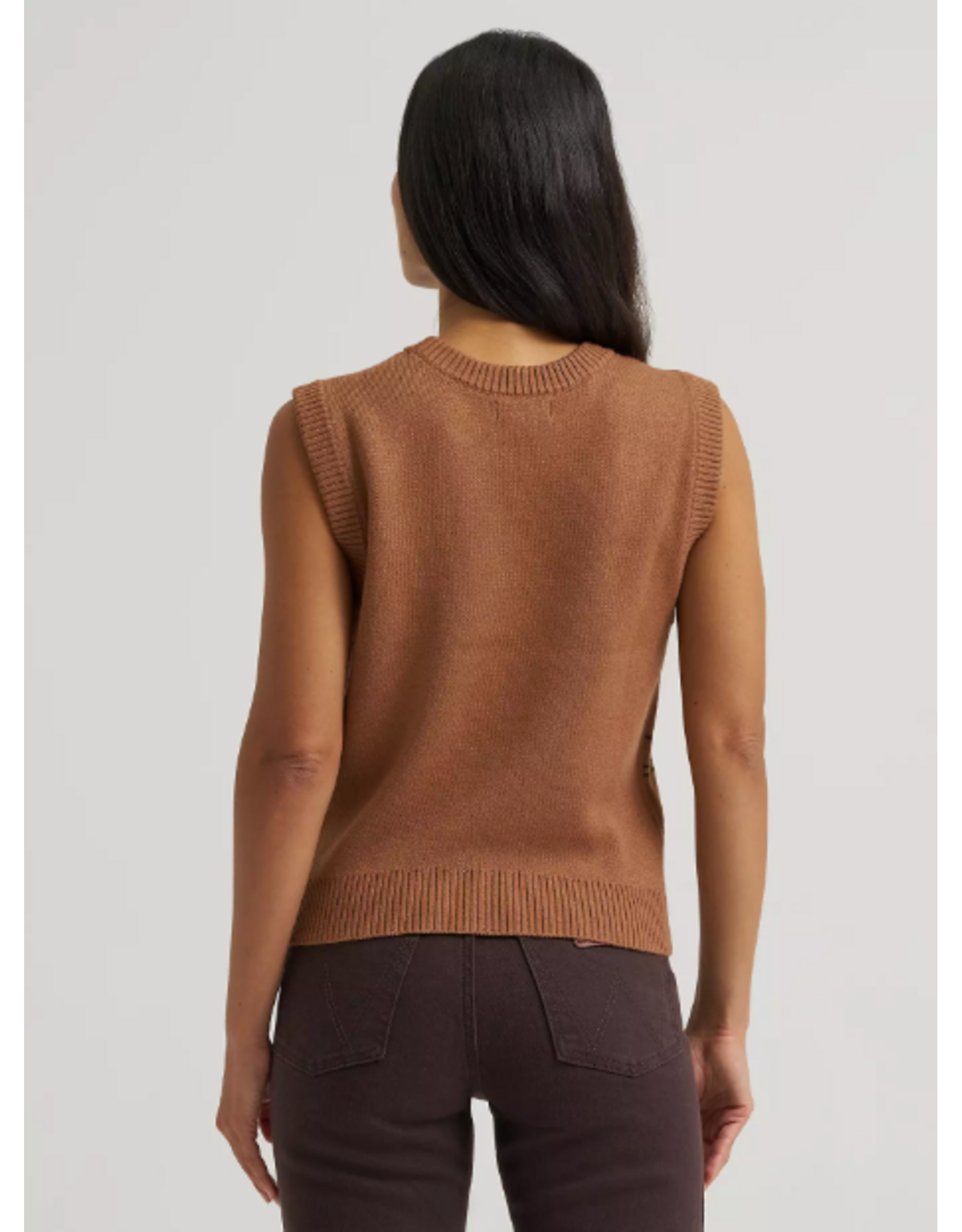 SWEATER VEST WMS WRANGLER BROWN HORSES
