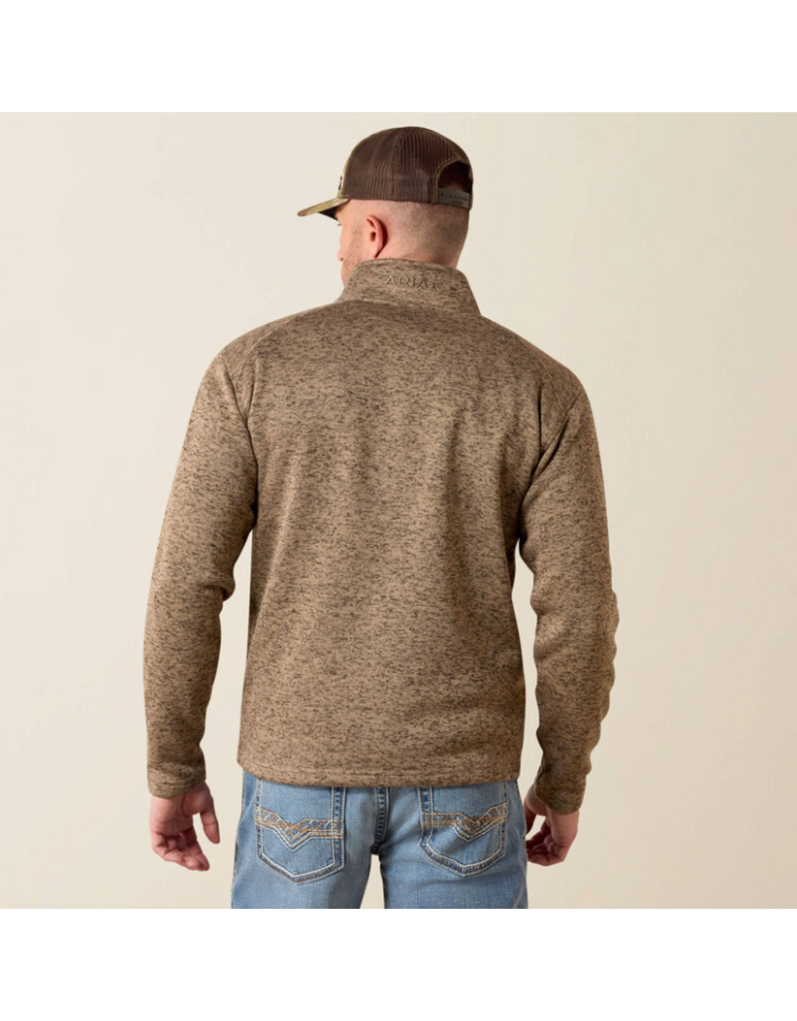 SWEATER MNS ARIAT 1/4 ZIP CALDWELL TAN