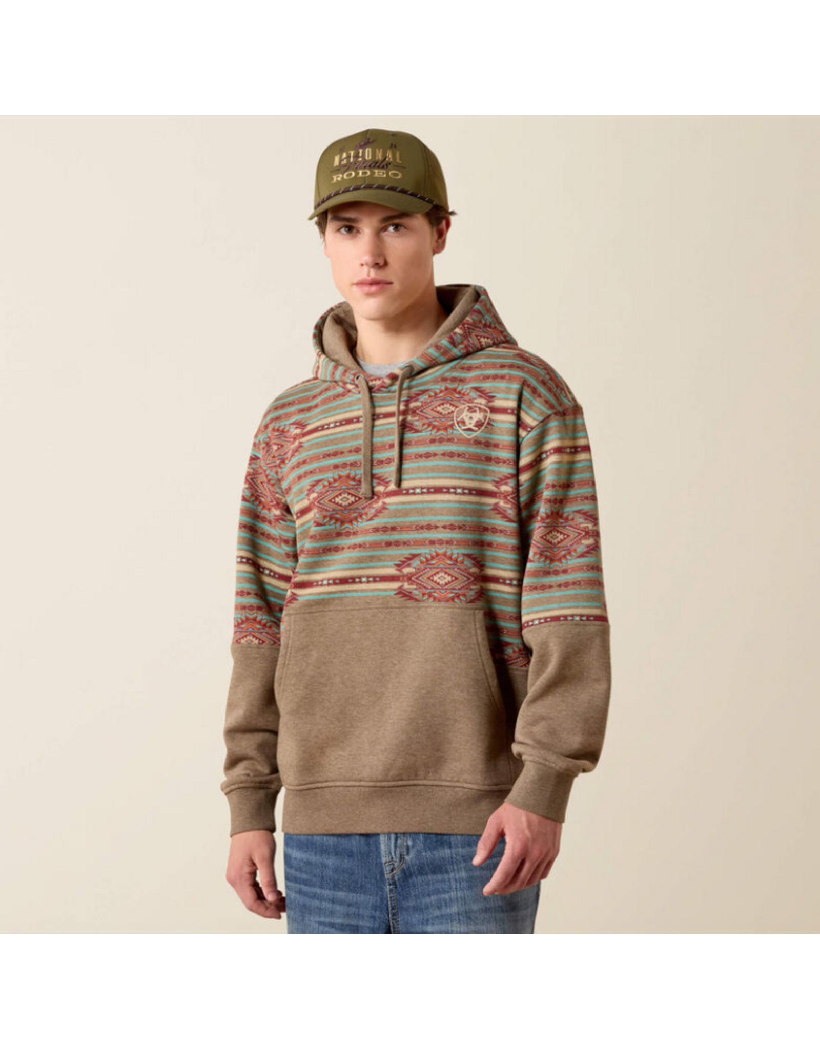 HOODIE MENS ARIAT COLOR BLOCK DRK BRNDL